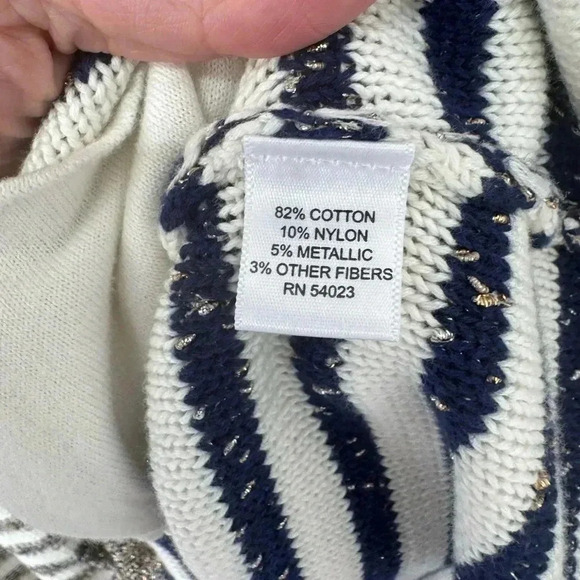 Banana Republic Navy and Gold Cardigan Sweater, Size Large, Gold Buttons - Picture 7 of 8